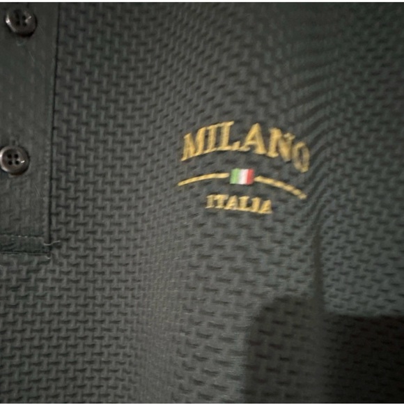 Milano Waffle Knit Black Polo Shirt - Picture 5 of 6